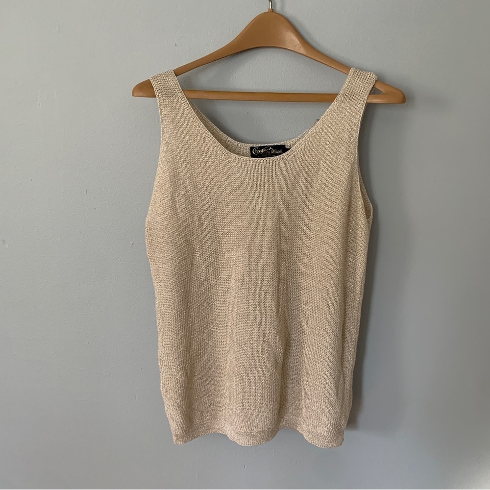 Christine Phillipe // Gold shimmer knitted tank top size medium mpm